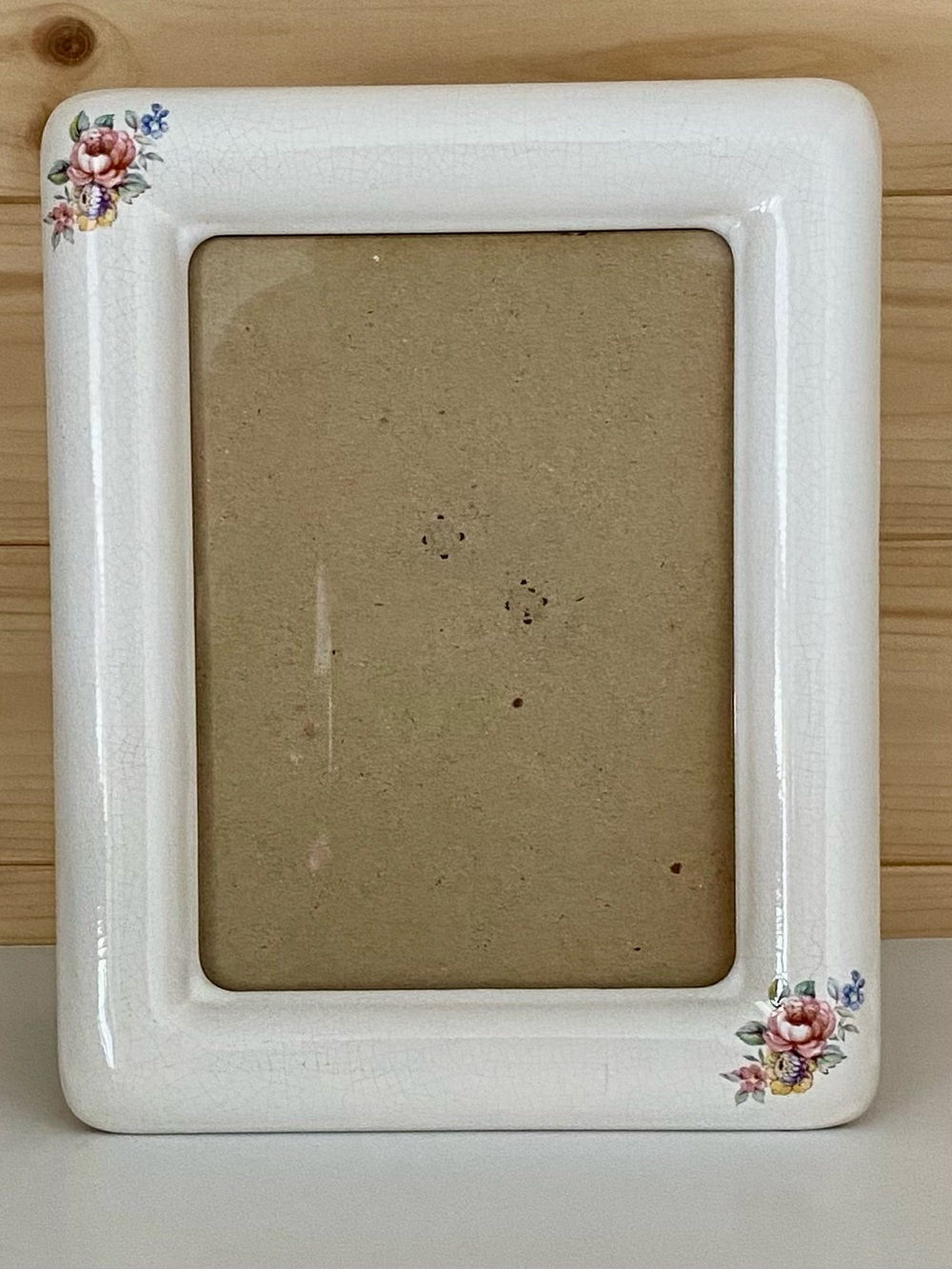 Vintage Victorian Ceramic Picture Frame Pink Floral Ivory Cottagecore Decor - Picture 3 of 11